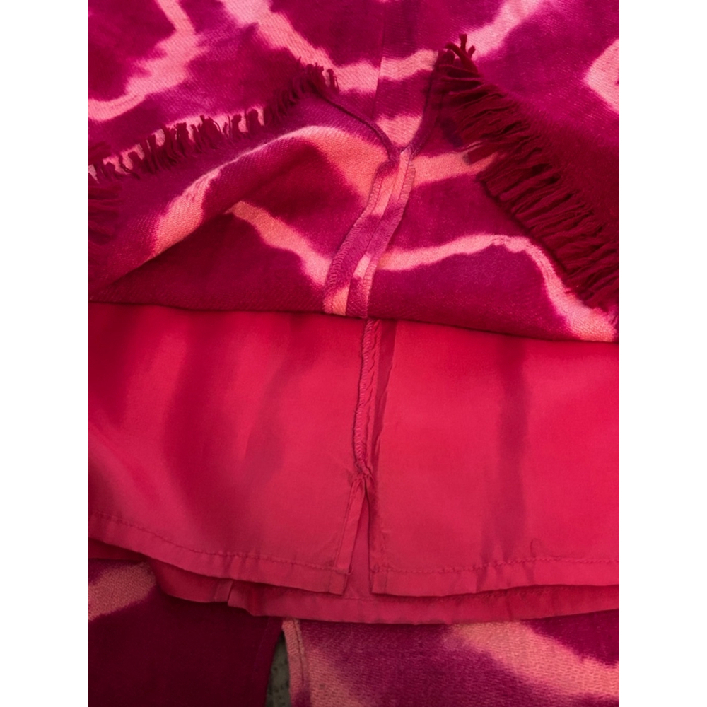Jade Hot Pink Tie Dye Fringe Hem Skirt Size M Wool Lined - Picture 10 of 12